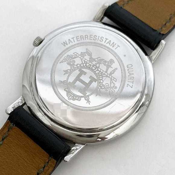 Hermes Watch Meteor f-21083 White Silver Gold Dark Green Boys 32mm SS Leather... - Picture 9 of 11